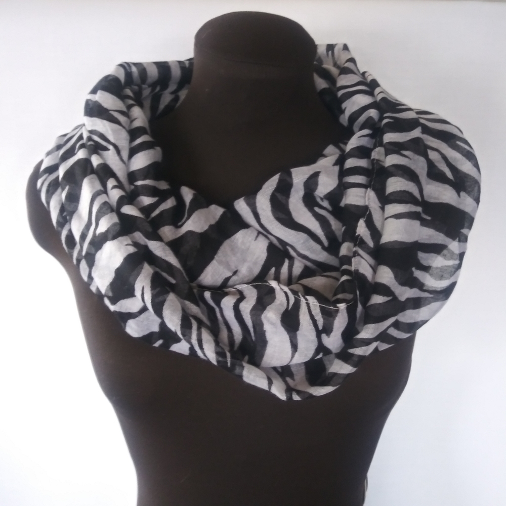 Zebra Print Black and White Scarf